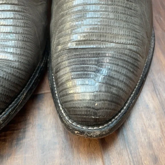 Nocona Gray Cowboy Western Boots Gray Teju Lizard & Leather Men's size 8.5 EE - Picture 5 of 15